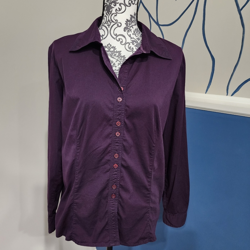 St John's Bay Stretch Button-down Top